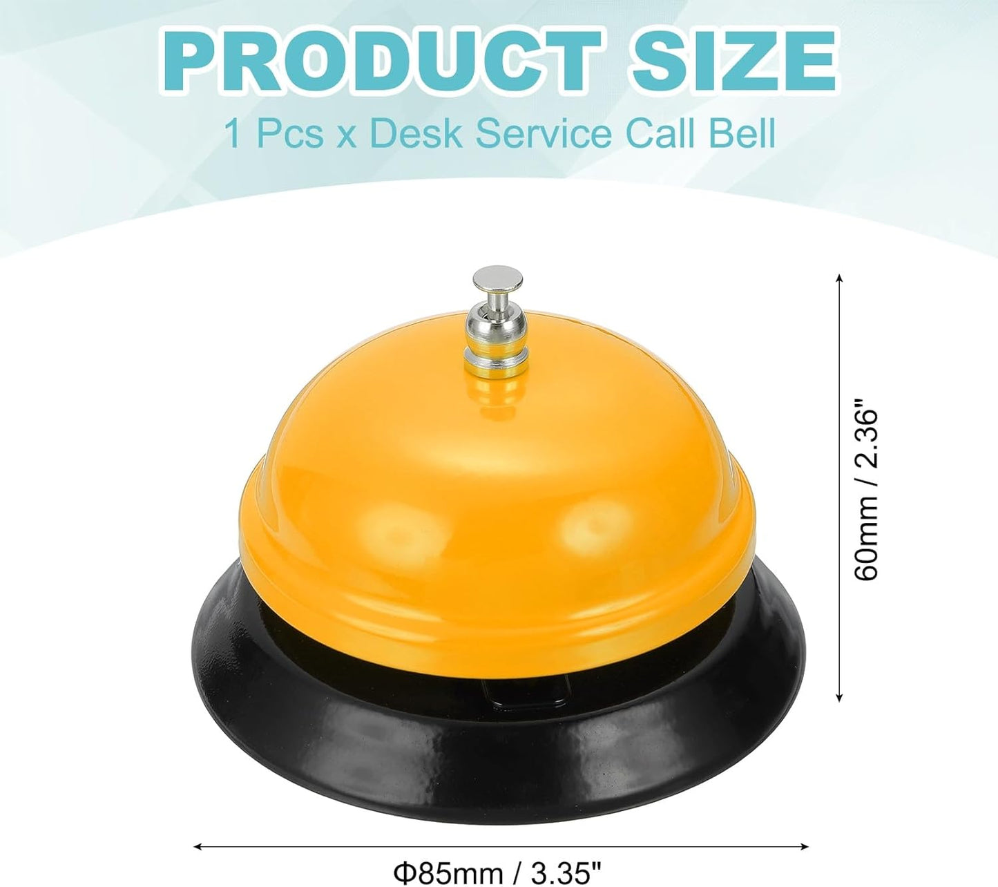 uxcell Desk Service Call Bell, 3.35 Inch Metal Dinner Service Bell Ring for Hotel Restaurant Reception Area and Wedding Party Events, Yellow