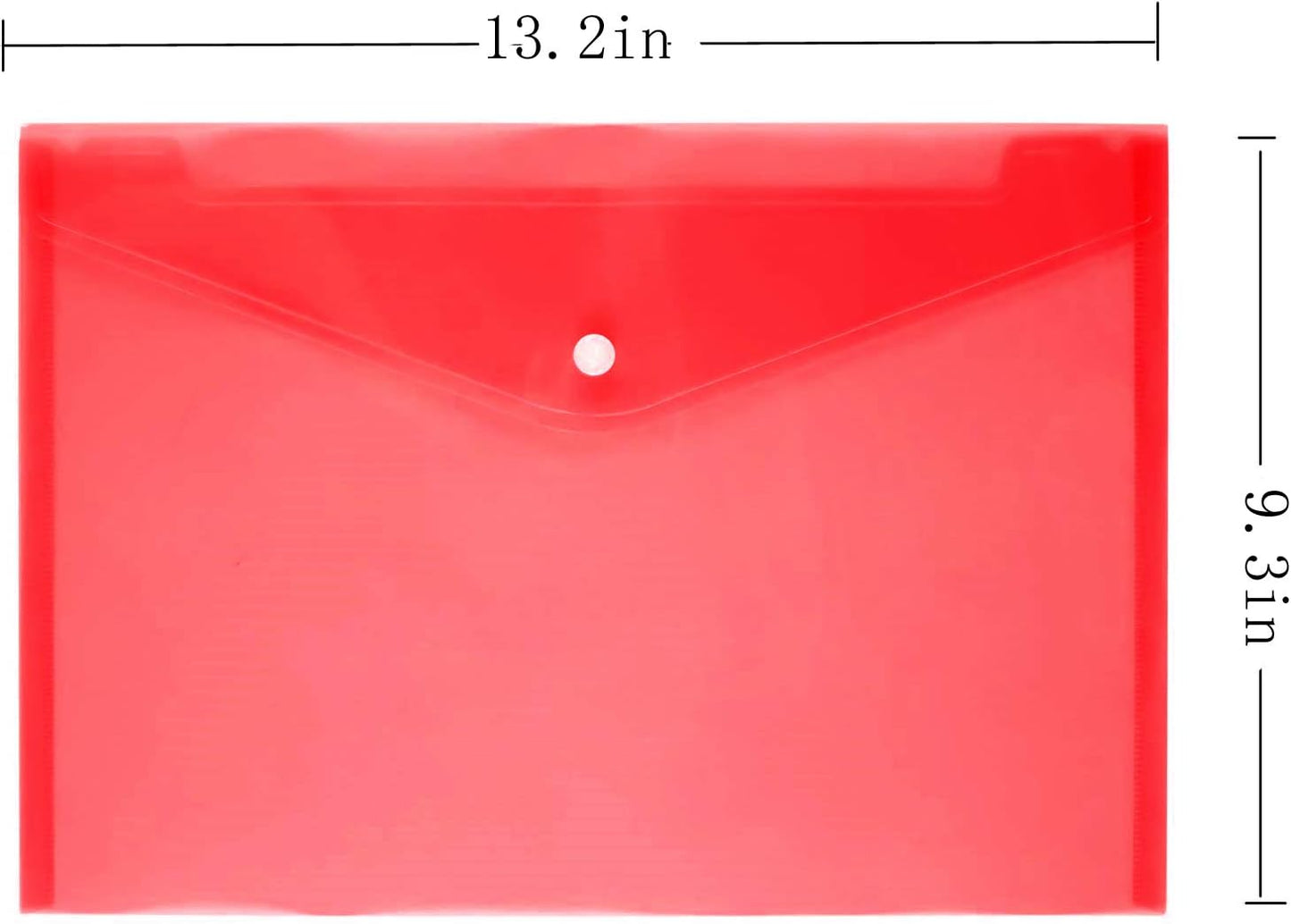 Poly Envelope 12 Pcs Document Envelopes with Snap Button Quality Clear Document Folder for A4 Size (red)