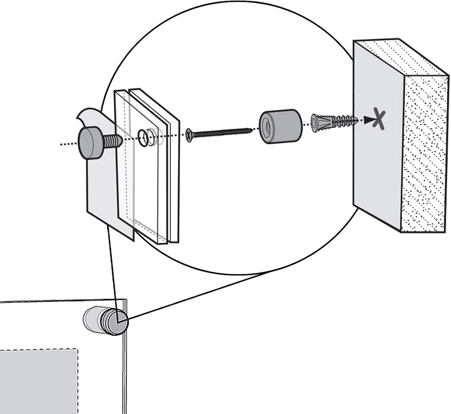 Azar Displays, 105540, Floating Acrylic Wall Frame with Silver Hardware Stand Off Caps, Clear Hanging Photo Frame Display Mount with Frameless Border, Glass-Like Frame for Large Prints, 30" x 40"