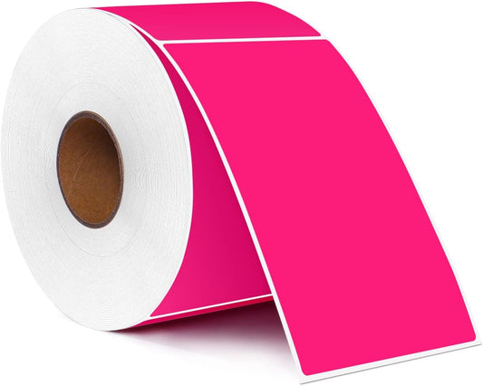 PARLAIM 5" x 3" Rectangle Color Coding Labels,500 per Inventory Labels Color Code Stickers Dispenser Box,Sticker Labels for Inventory &Family School Storage Bins Label (Fluorescent Pink)