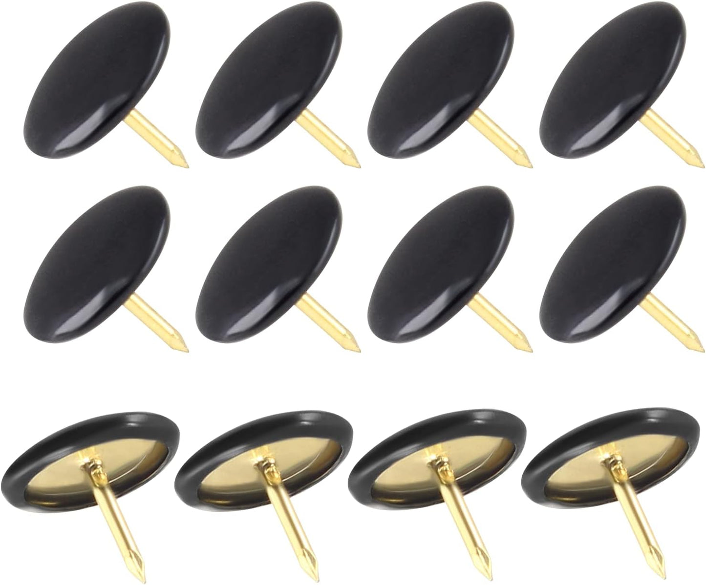 Piutouyar 300Pcs Black Decorative Flat Push Pin, Plastic Roundness Head Thumbtack, Black Thumb Tacks for Wall, Map, Cork Board, 3/8 Inch