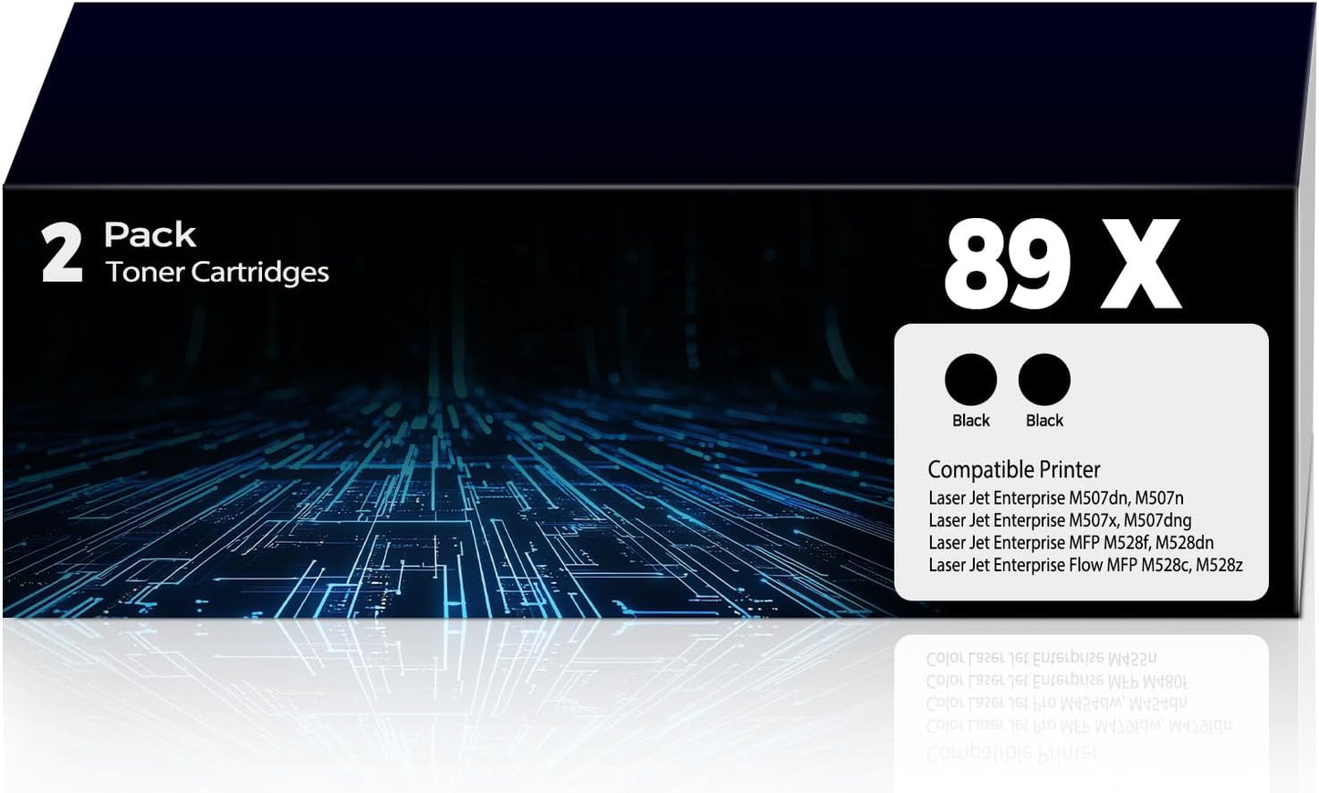 89X Black Toner Cartridges Replacement for HP 89X 89A CF289X CF289A Toner for Laser Jet Enterprise M507dn, M507n, M507x, M507dng, MFP M528f, M528dn, M528c, M528z, M507 M528 Series Printer, 2 Pack