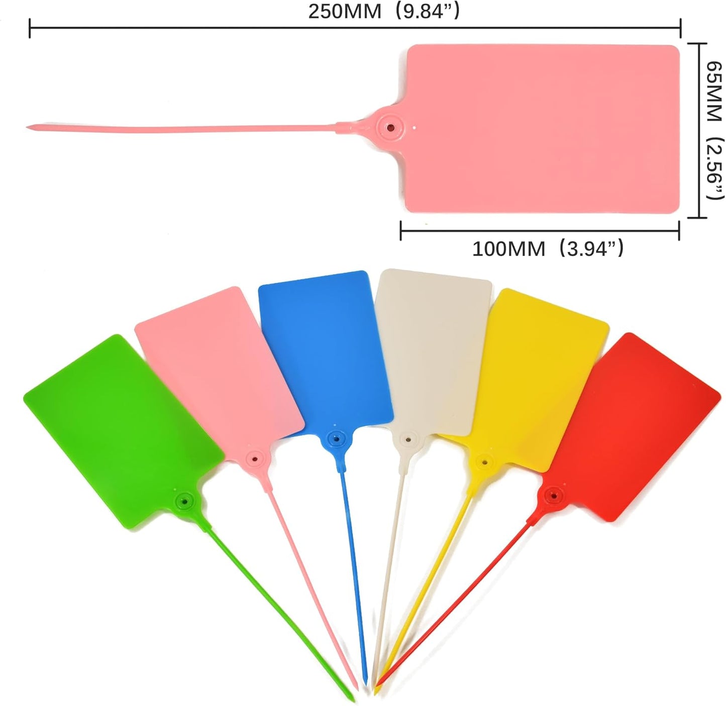 100 Plastic Tags: Big Waterproof Writable Label Ties with One Marker Pen (Pink)