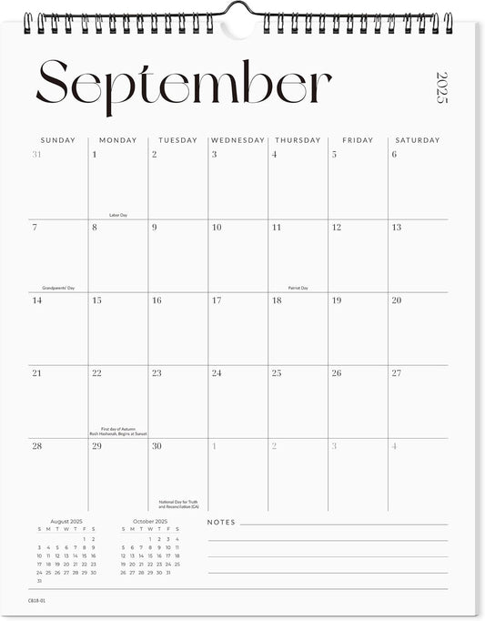 Cabbrix Wall Calendar 2025-2026, 18 Monthly Wall Calendar September 2025 to December 2026, 15" x 12", Twin-Wire Binding, Hanging Calendar for Home Office School, Simplified