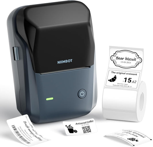 NIIMBOT B1 Label Maker with Tapes, 2 Inch Portable Thermal Label Printer for Home School Office Small Business, Address, Bakery, Crafts, Retail, Support Smartphones & PC，Dark Blue