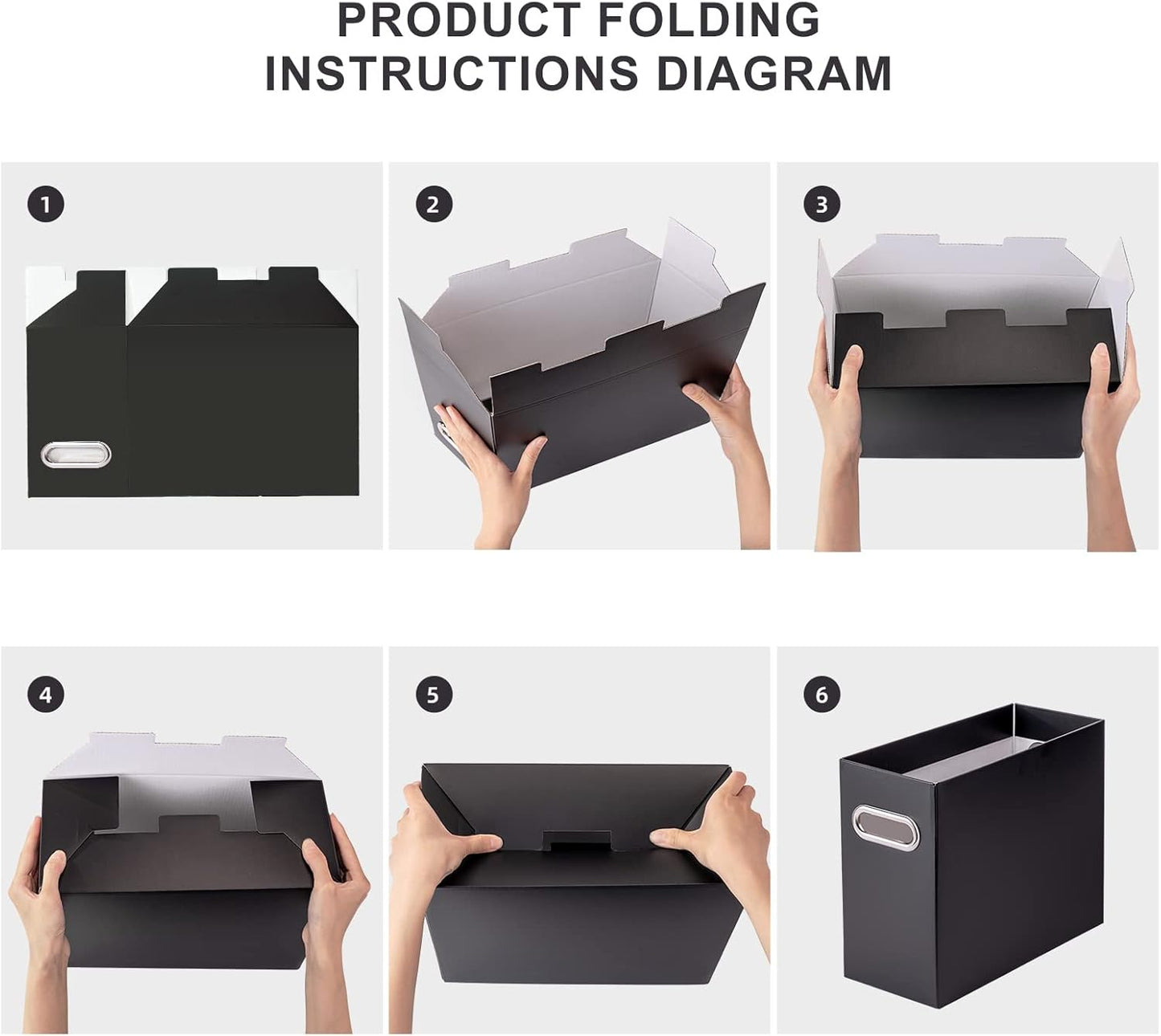 Oterri File Organizer, 1 Pack Small Storage Box, Cardboard File Folder Organizer, Collapsible File Box for Hanging File Folders Letter Size, Portable Filing Organizer with Handle (Black)