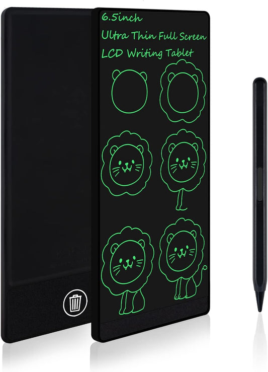 Mini LCD Writing Tablet, 6.5in Erasable Reusable Electronic Drawing Pads, Electronic scratchpad for Kids and Adults. Black.