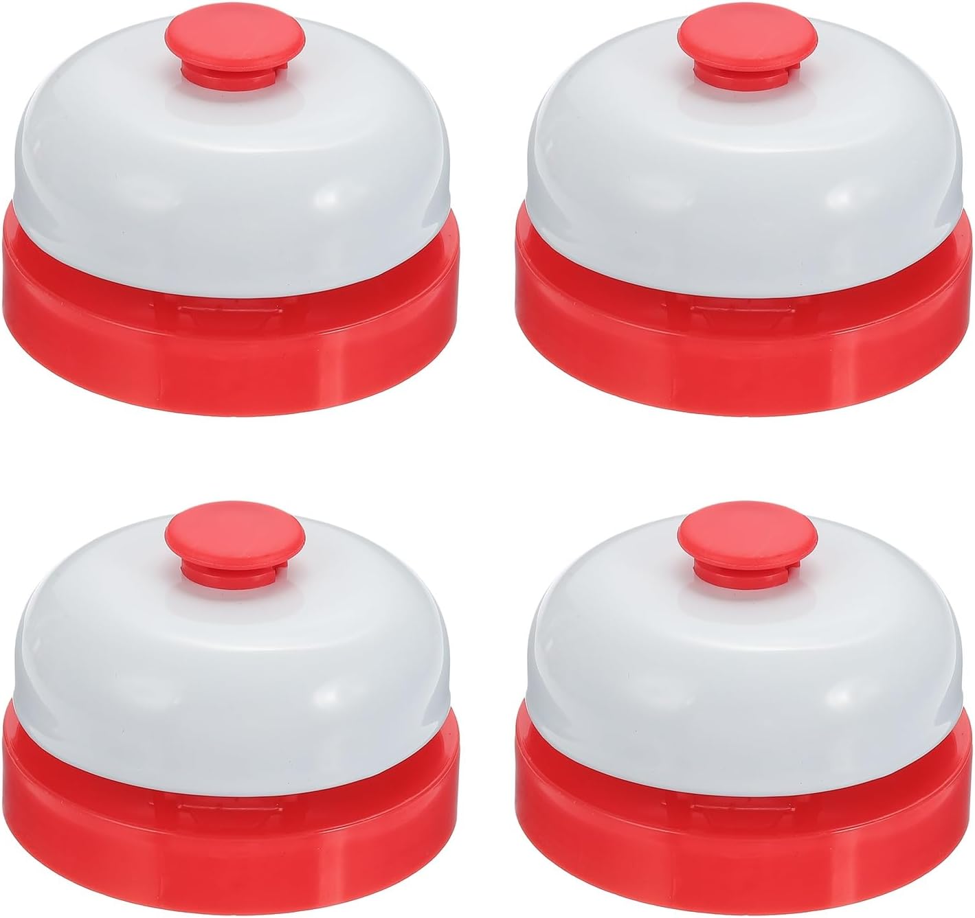 PATIKIL Desk Call Bell 2.5" Diameter, 4 Pcs Dinner Desk Front Bell for Service with Metal Anti-Rust Construction for Hotel Restaurant Reception Areas Office Warehouse, Red/White