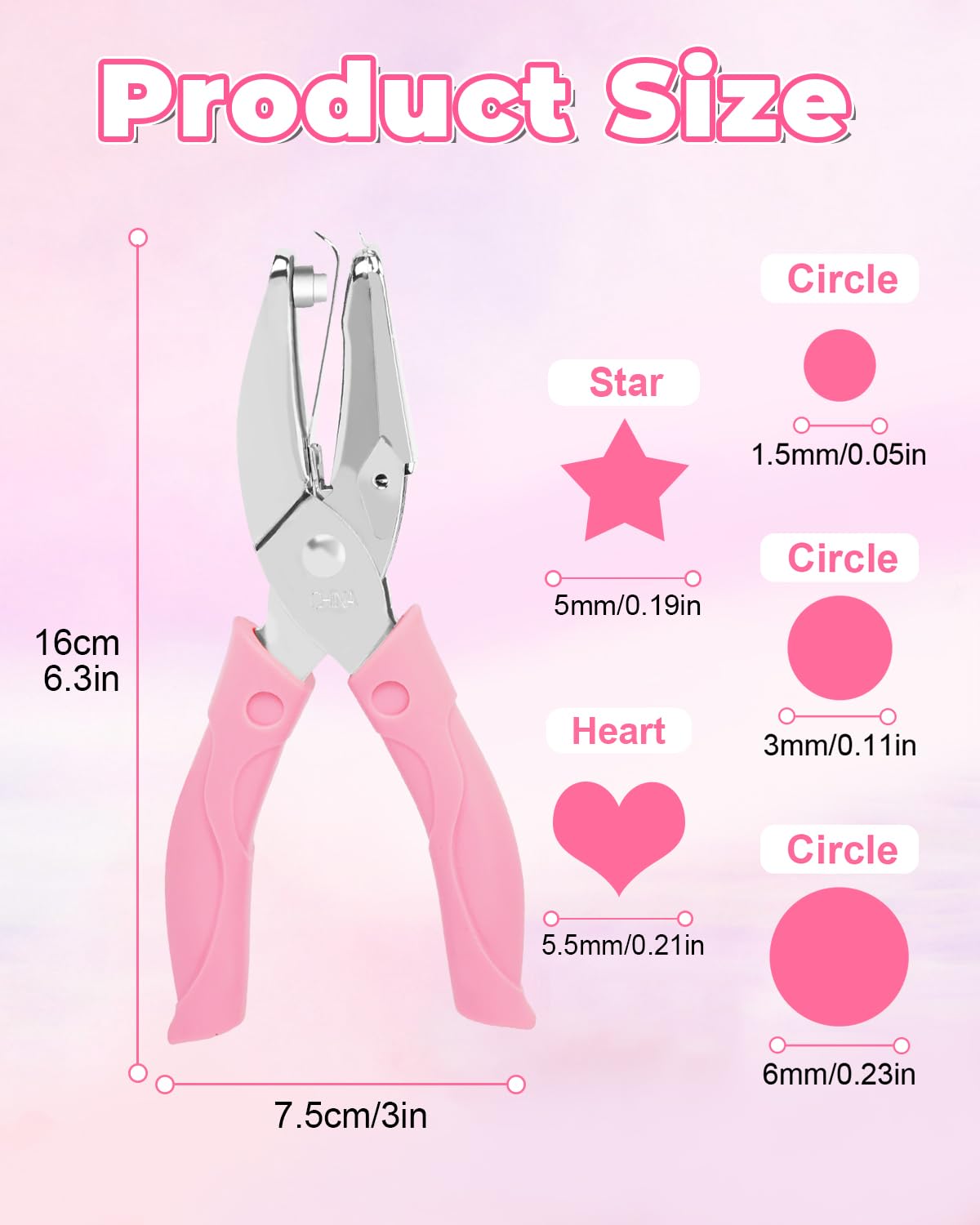 UCEC 5 Pack Metal Handheld Paper Punchers Single-Hole Tag Punch Set, 1/4" Small Hole Puncher Shapes for Crafting with Circle Heart Star Tiny Hole Punch of School Supplies for DIY Craft Tags Ticket