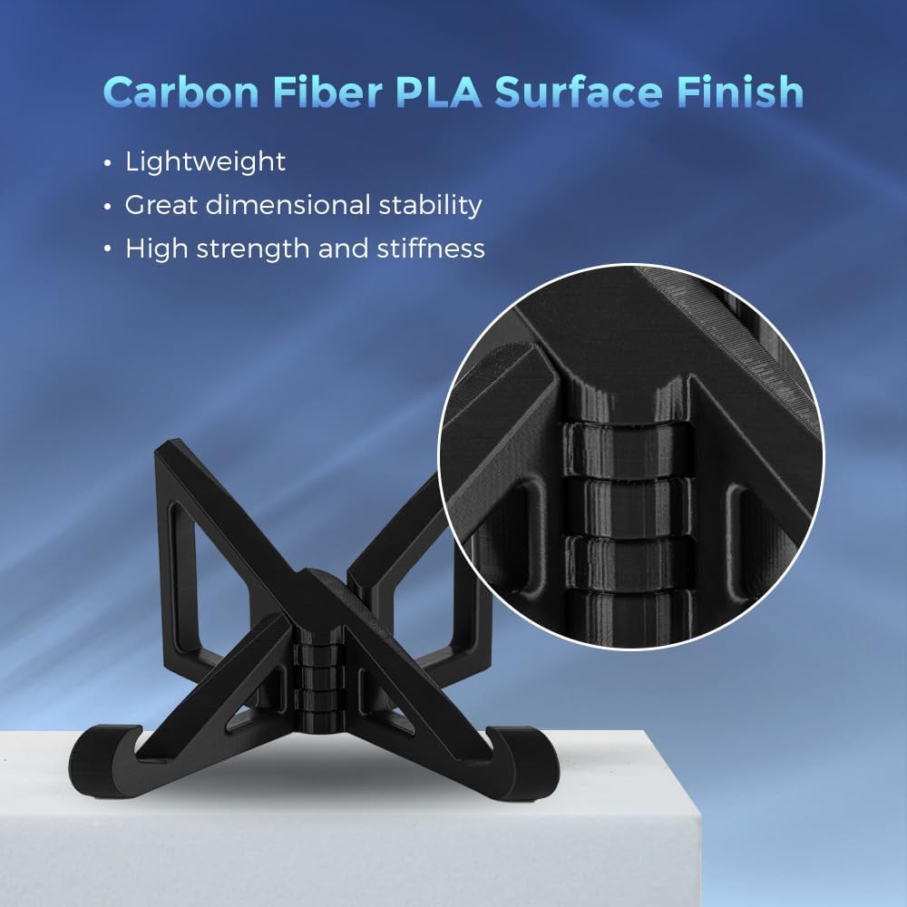 FLASHFORGE Carbon Fiber PLA Filament 1.75mm, Carbon Fiber Reinforced PLA 3D Printer Filament, 1KG Spool Dimensional Accuracy +/- 0.02mm, High Strength & High Abrasion-Resistance (PLA-CF Black)