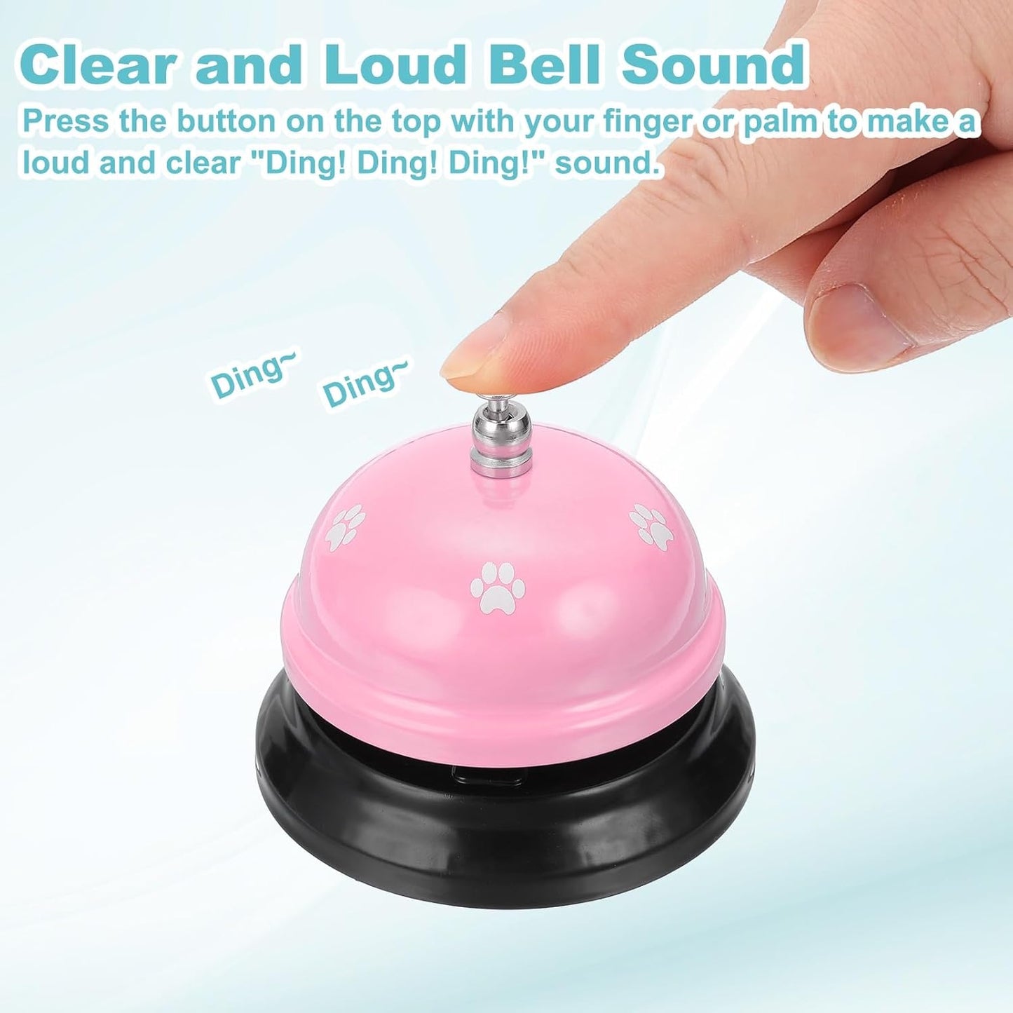 uxcell Desk Service Call Bell, 2.95 Inch Metal Dinner Service Bell Ring for Hotel Restaurant Reception Area and Wedding Party Events, Light Pink