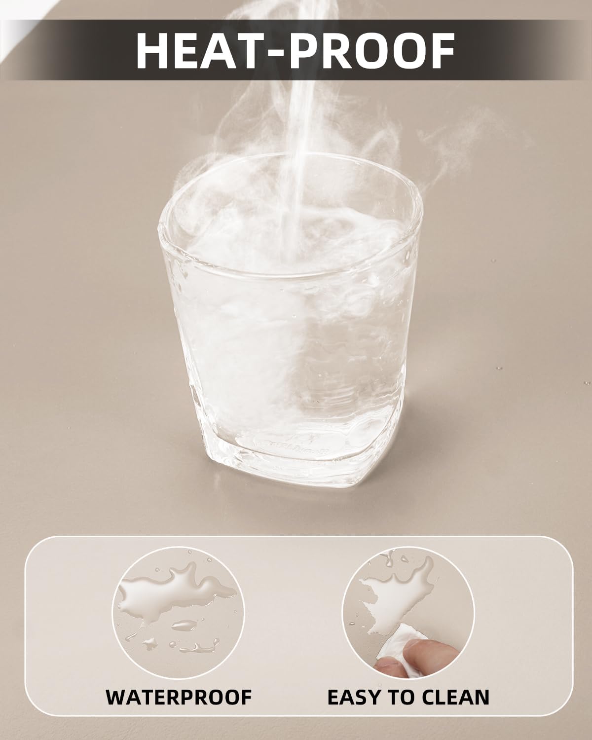 Leather Desk Pad Protector, Office Desk Mat, Large Mouse Pad, Non-Slip Desk Blotter, Laptop Desk Pad, Computer pad,Waterproof Desk Accessories for Office and Home(Beige, 48" x 17")