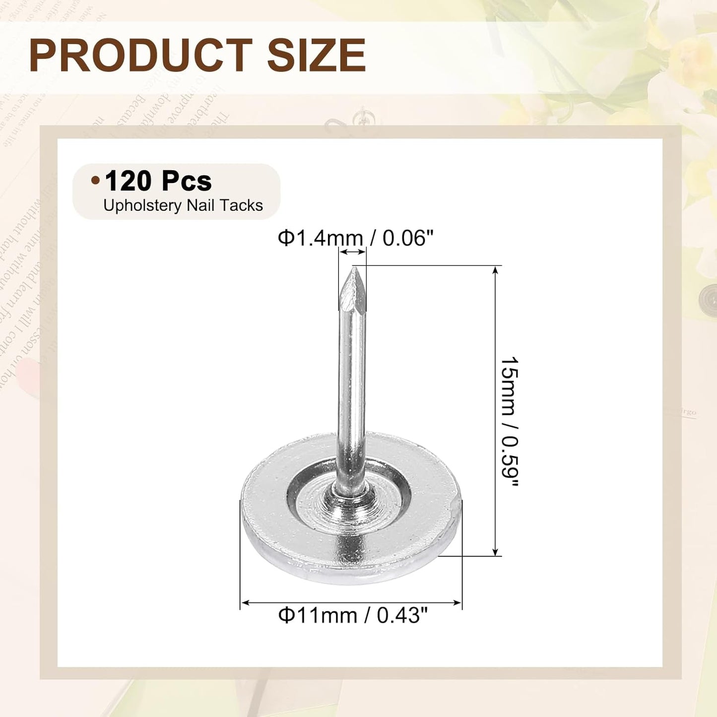 uxcell 120Pcs Push Pins, 11mmx10mm Round Flat Head Decorative Thumb Tacks Upholstery Tacks for Cork Board Office Wall Hangings, White