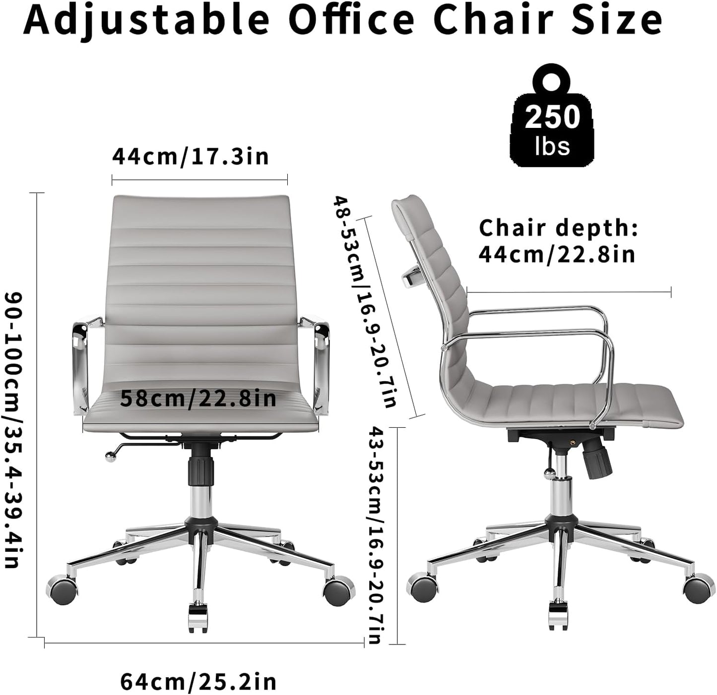 Chair, Desk Computer Chair ，with Armrests ，Ergonomic Office Chair for Home and Office, 17.32 x 22.83 x 35.43 inches, Multiple Colors (Grey)