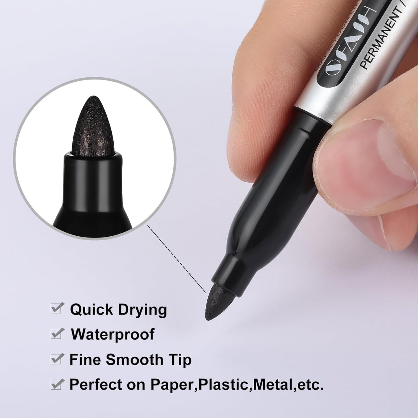 SFAIH Green Permanent Markers Bulk - 24 Pack, 1s Quick Dry, Fine Point Permanent Markers for Paper Plastic Glass Metal Wood, Waterproof, Kitchen Classroom Office, Doodling, Marking, Non-Fading