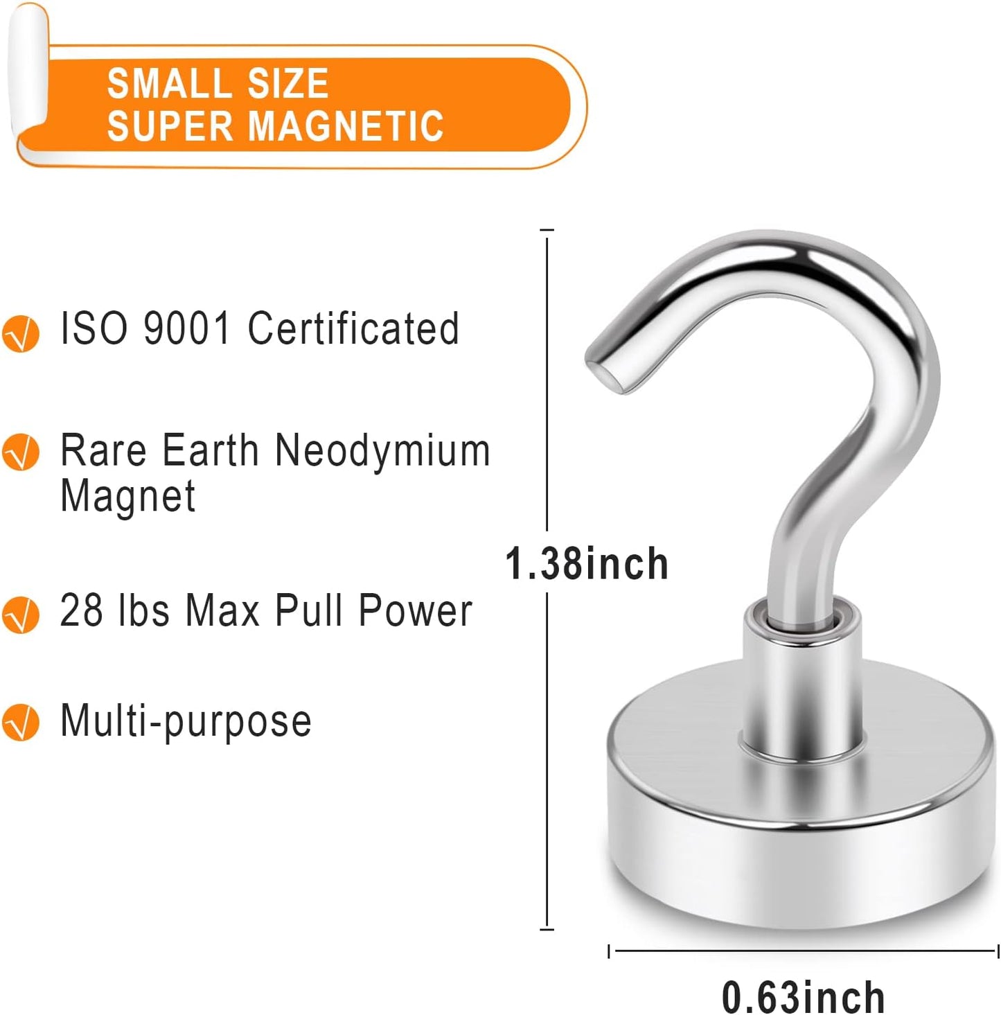 MIKEDE Strong Magnetic Hooks Cruise Essentials Heavy Duty for Hanging, 28Lb+ Neodymium Magnets with Hooks for Refrigerator, Magnetic Hanger for Kitchen, Home, Workplace-15Pcs