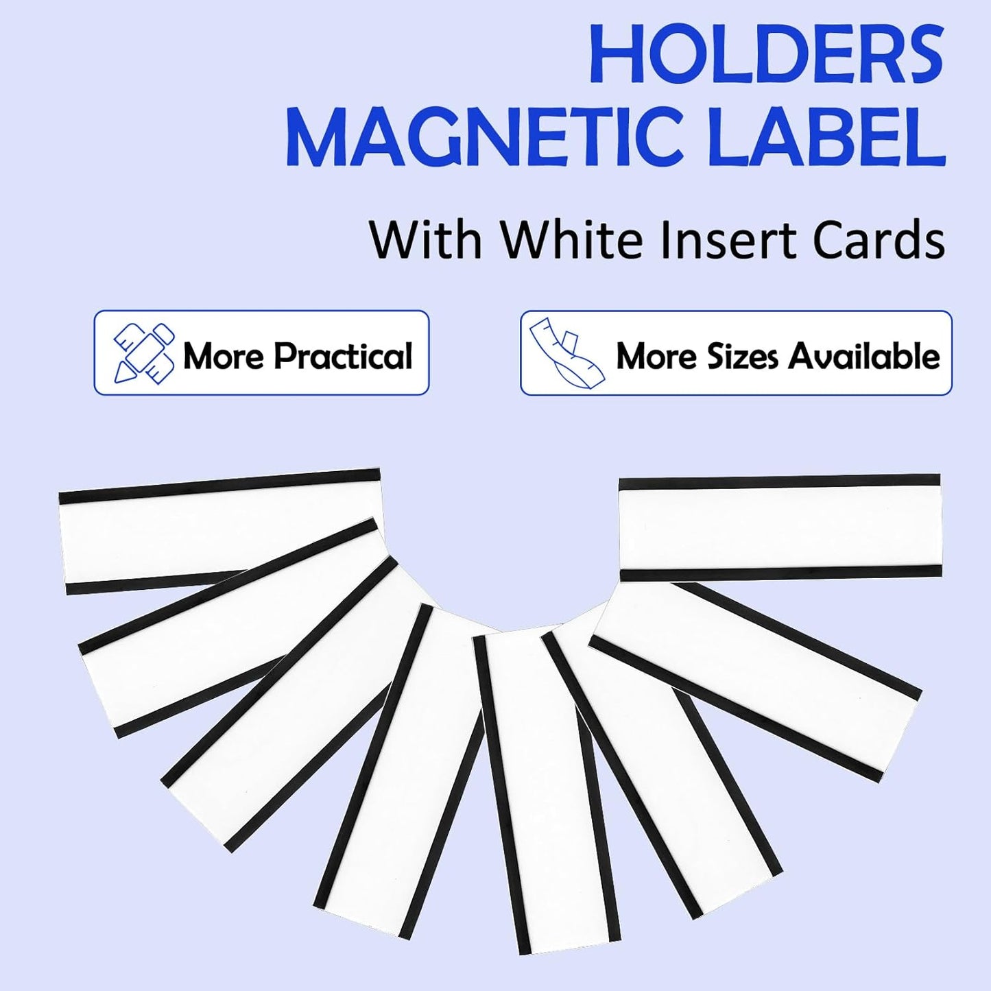 60 Pack Magnetic 'C' Channel Label Holders for Metal Racks and Shelves with Protective Films and Replacement Strips 3" x 1"