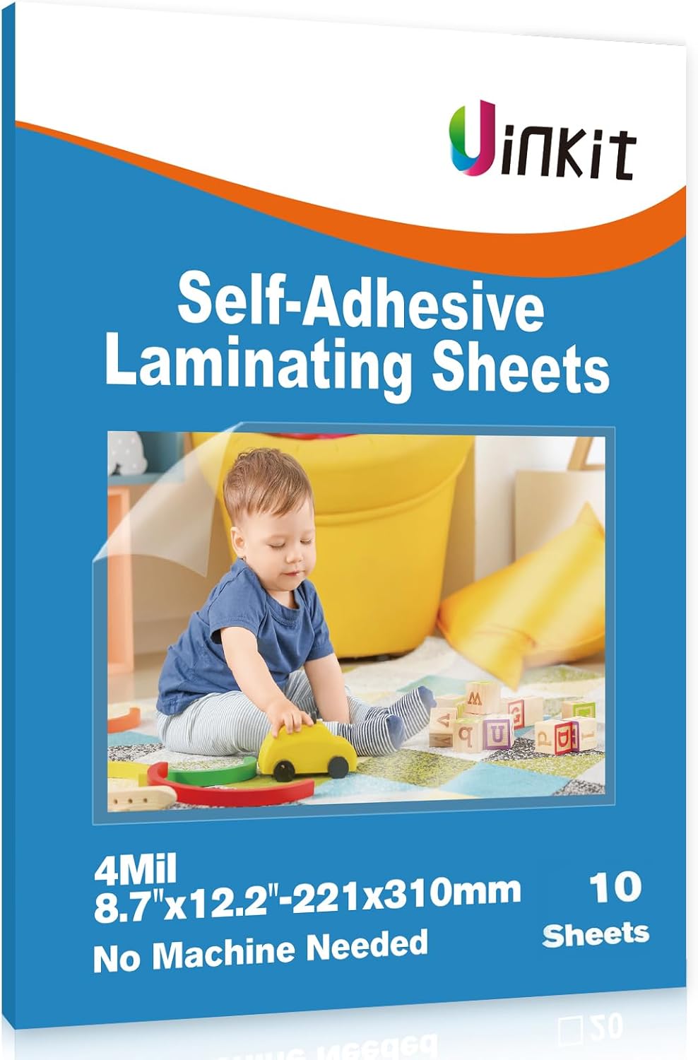 Uinkit Self-Adhesive Laminating Sheets, 4Mil 10 PCS 8.7 x 12.2 Inches Clear Self Sealing Laminating Sheets, Suitable for 8.5x11 inches Letter Size, No Machine Needed