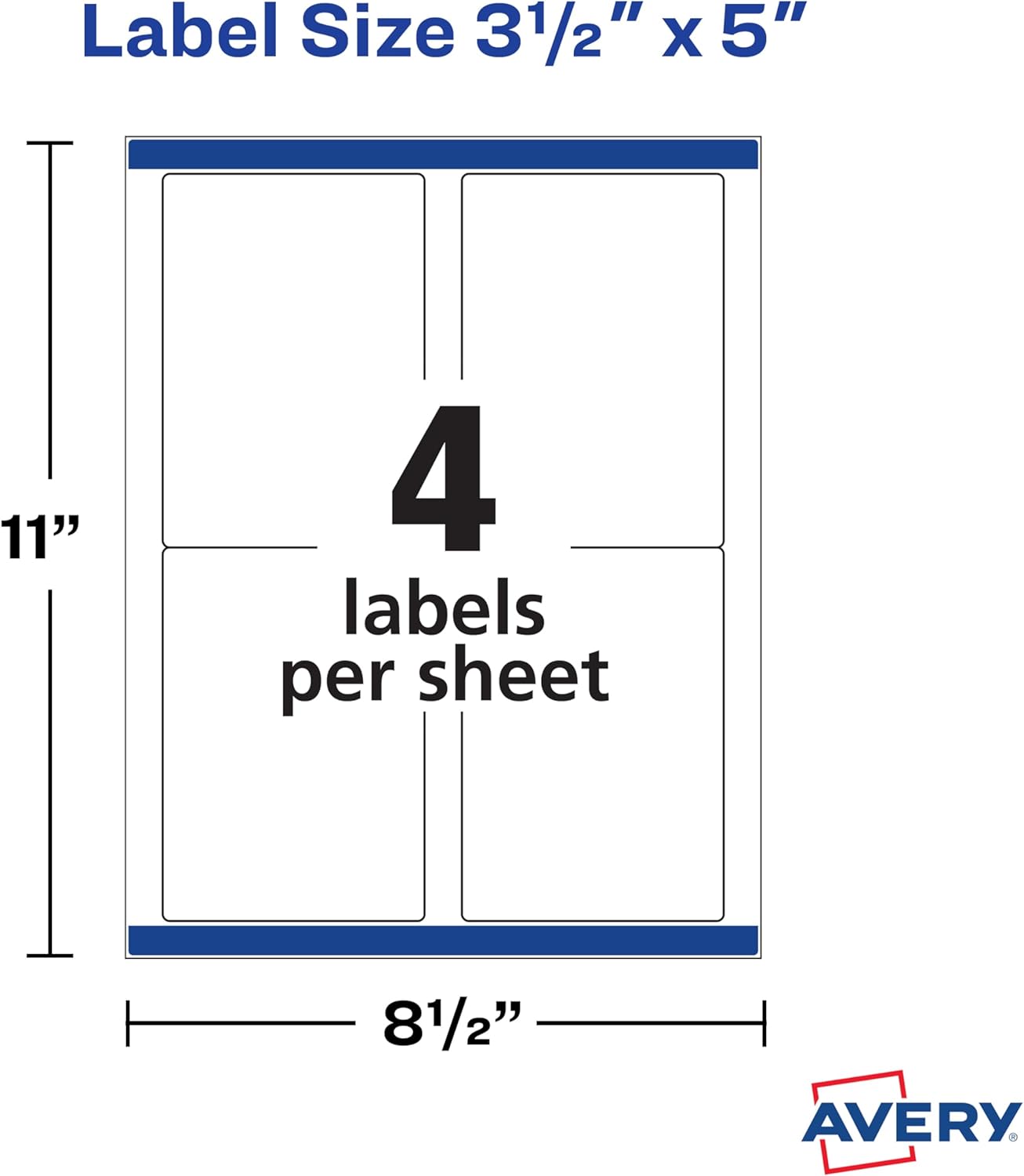 Avery Shipping Address Labels, Laser Printers, 2,000 Labels, 3-1/2 x 5, Permanent Adhesive, TrueBlock (5-Pack 5168)