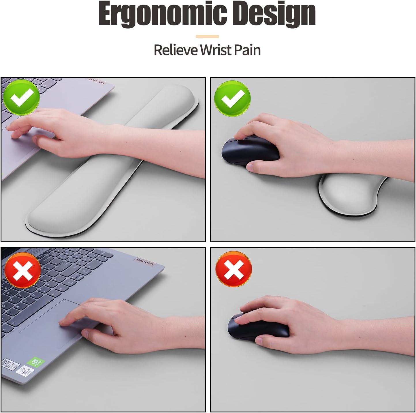 Bloss Leather Desk Pad and Keyboard Wrist Rest, Large Mouse Pad + Keyboard Pad+Mouse Wrist Support, Non-Slip Desk Mat Protector for Office, Home(35.4×15.7 Inches, Light Grey)