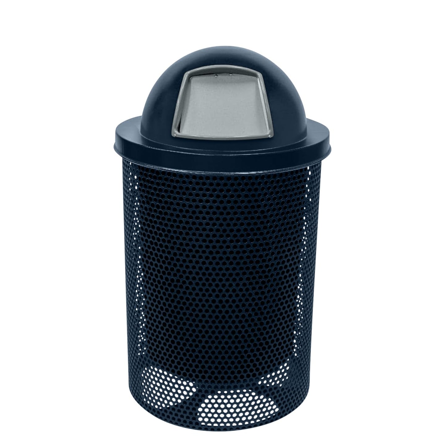 RDT-P-DBL Heavy Duty Round Trash Receptacle with Dome Top, Liner Included, 32 Gallon, Dark Blue, Made in America