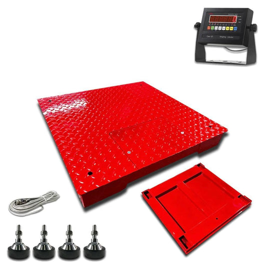 Liberty LS-800-3x3 NTEP Certified (Legal for Trade) Heavy Duty Industrial Floor Scale | 36" x 36" | Capacity of 5000 lbs x 1 lb Red