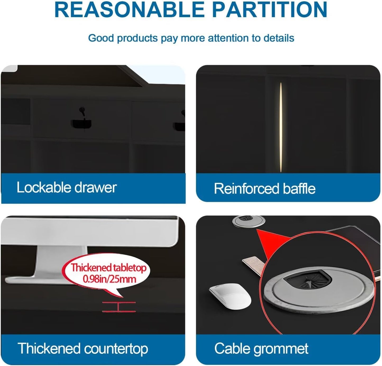 Reception Desk with Counter Modern Front Office Desk Large Reception Room Tables Checkout Counter Reception Table for Retail Lobby Beauty Salons E 87inch/220cm
