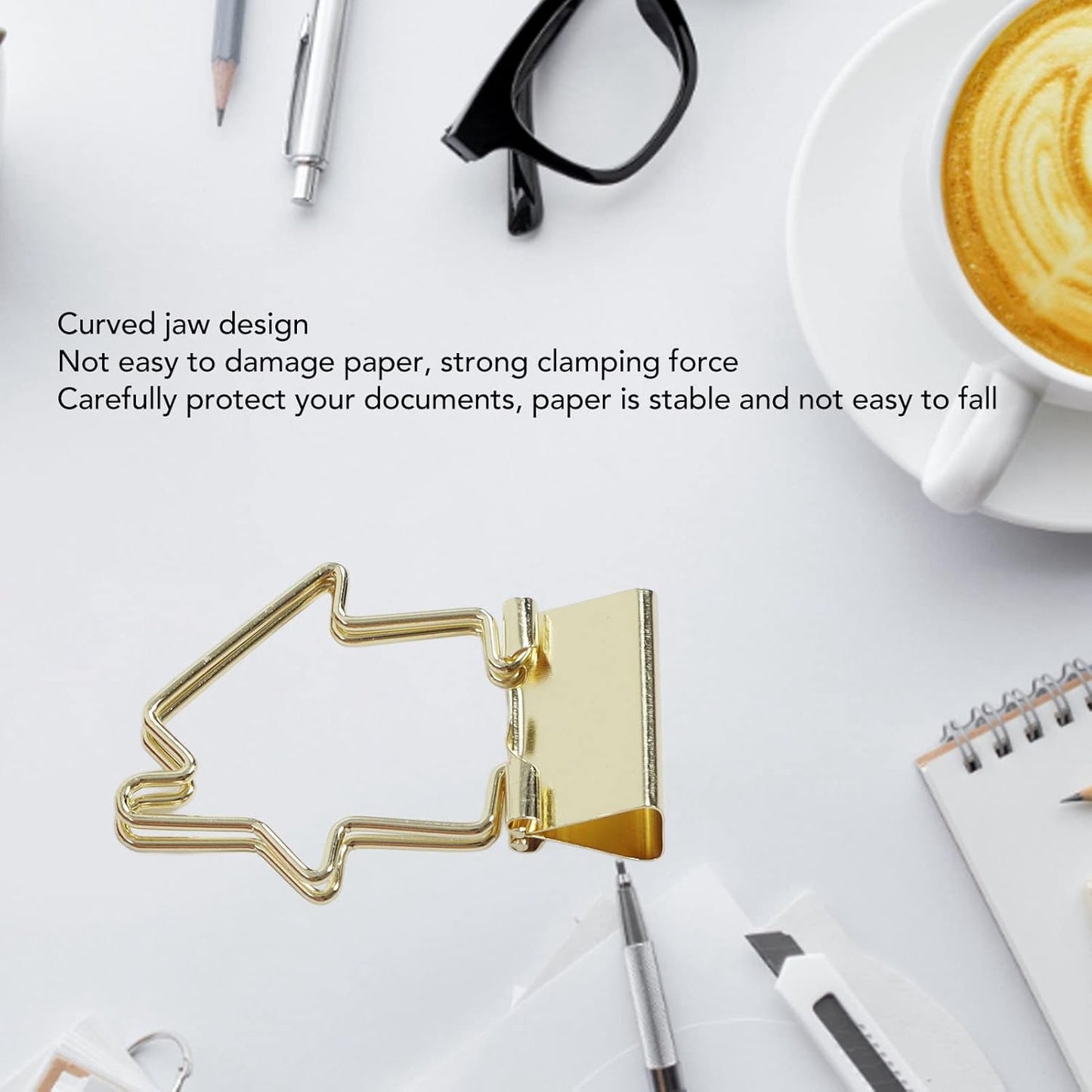 15Pcs Clips, Small Paper Clamps Metal Paper Clips Stationery Photo File Picture Bag Clip Clamp for Office Home House Shaped Handle