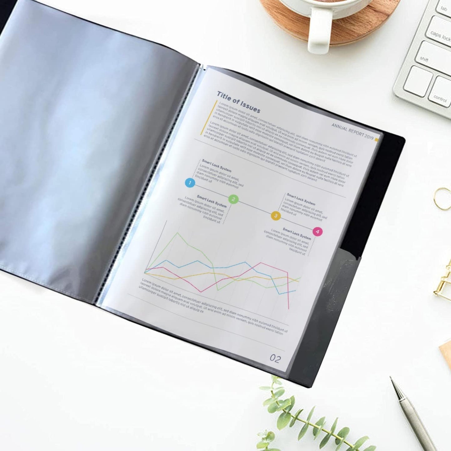 Performore 24-Pocket Presentation Book Folder | 8.5" x 11" Plastic Display Binder with Spill-Proof Clear Sleeves | Archival Acid-Free Portfolio for Certificates, Reports, and Documents (Black)