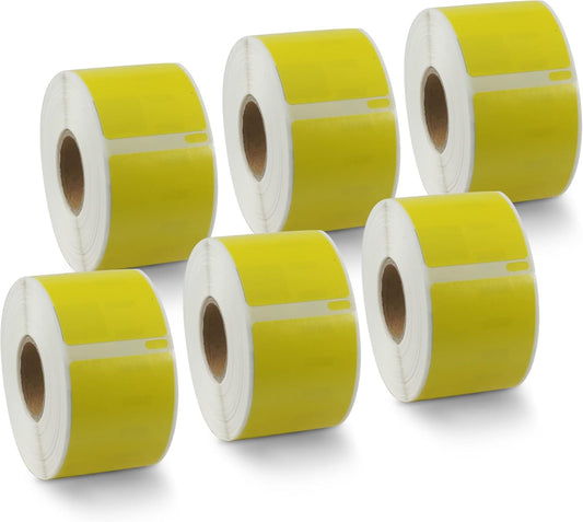 BETCKEY Colored Labels Compatible with Dymo 30321 (1-4/10" x 3-1/2") Large Address Labels, Compatible for Dymo LabelWriter Thermal 450, 4XL & Zebra Desktop Printers [6 Rolls, 1560 Labels, Yellow]