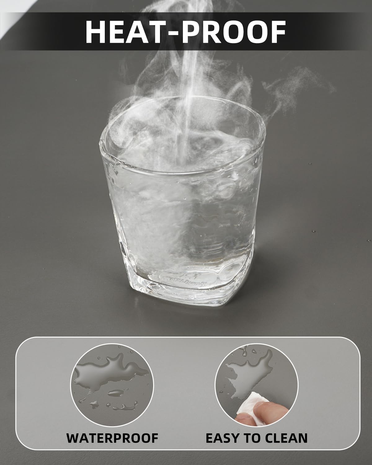 Leather Desk Pad Protector,48"x 17"Desk Mat Large, Mouse Pad, Non-Slip PU Leather Desk Blotter,Waterproof Desk Pad for Office/Home(Dark Grey)