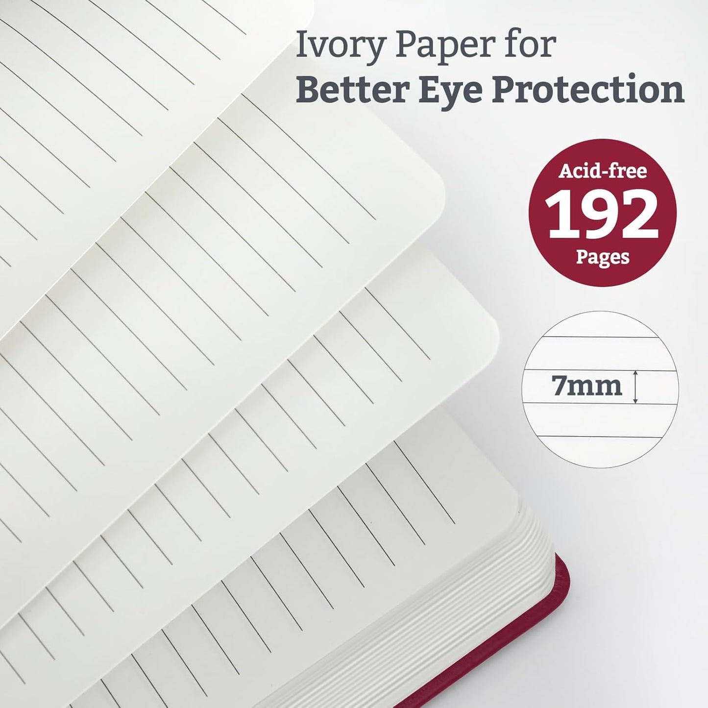 2Pack Lined Hardcover Journal Notebook, A5 192 Pages 100Gsm Thick Paper College Ruled for School,Note Taking,Work,Diary，5.7"*8.3",Burgundy