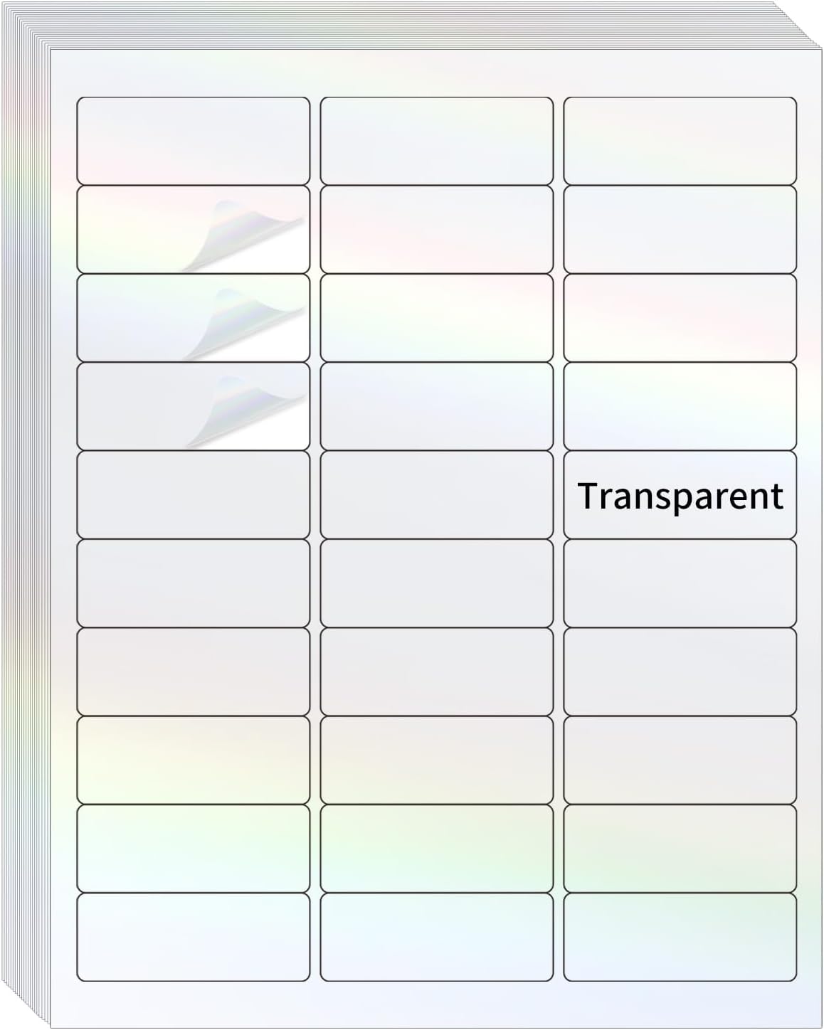 STARLIBOO Transparent Stickers Labels -1" x 2-5/8" Clear Address Labels Mailing Stickers for Laser/Inkjet Printer 8.5"×11"- 20 Sheet (Clear Holographic)