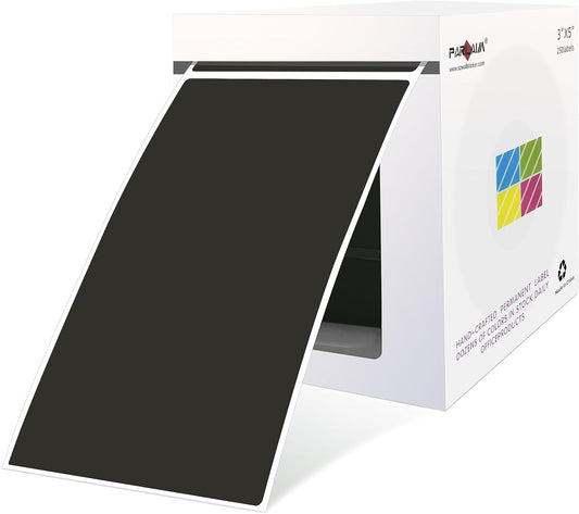 PARLAIM 5 x 3 Inch Black Rectangular Color Coding Stickers, Square 250pcs Color Code Inventory Labels for Office Files (12.7cm x 7.6cm)
