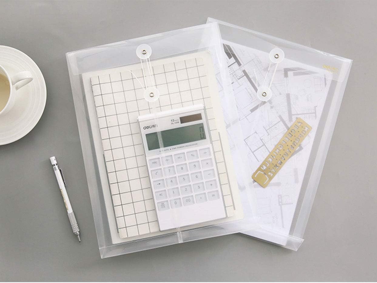 Letter Size Clear Poly Envelopes with String Closure Top Opening Folder Pack of 20 Bottom with Expanding Gusset