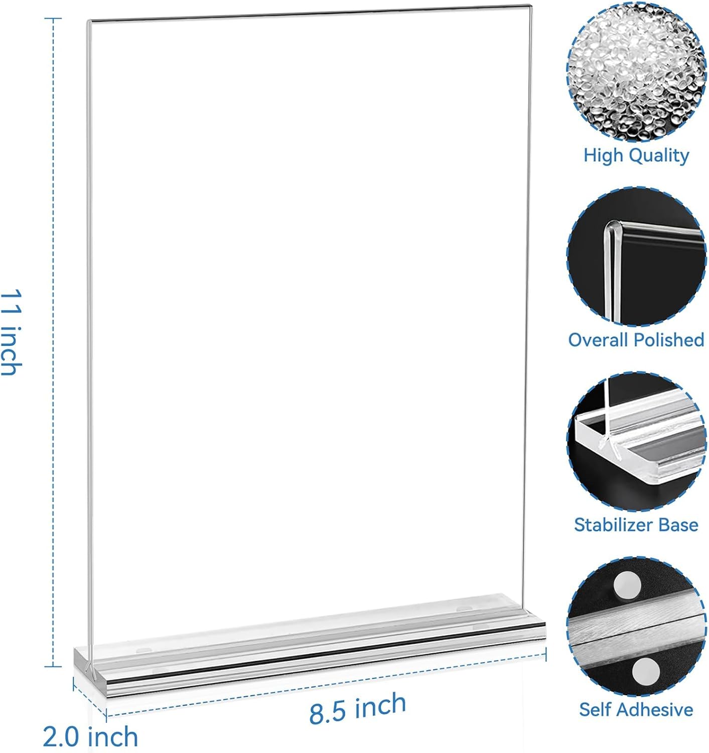 EHWINE 6 Pack 8.5 x 11 Acrylic Sign Holder, Clear Signs Display Holder Double-Sided Stand up Table Top Sign Holders Flyer Stand Frames Suitable for Office Business Store Hotels Party(Provide Non-slip Mats)