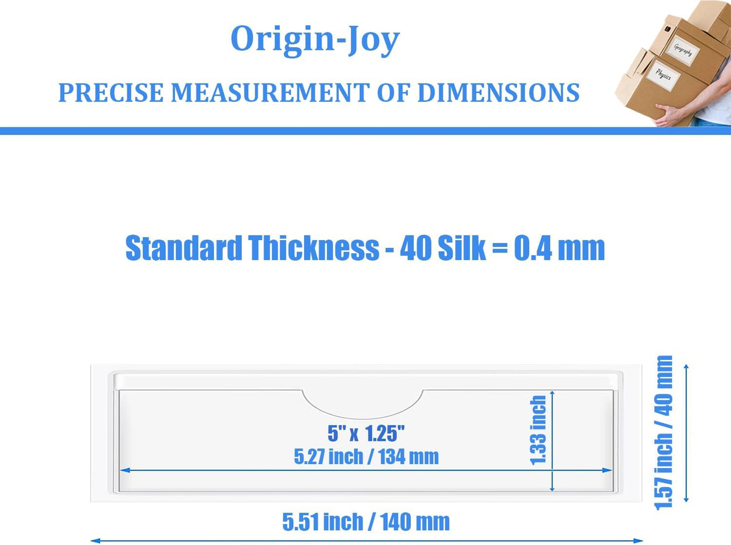 Origin-Joy 35 PCS Self Adhesive Index Card Pockets with Top Open, Clear Plastic Label Holder for Cards of Note, Library and Business, Adhesive Label Pockets & Card Holder (5 x 1.25 inch)