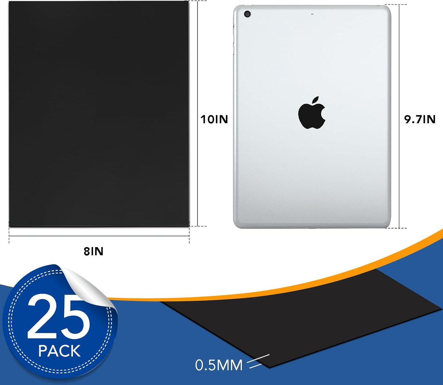 DIYMAG Magnetic Adhesive Sheets, |8" x 10"|, 25 Pack Magnetics Sheet with Adhesives Backing Flexible Magnet for Crafts, Photos and Die Storage, Easy Peel and Stick to Cut into Any Size