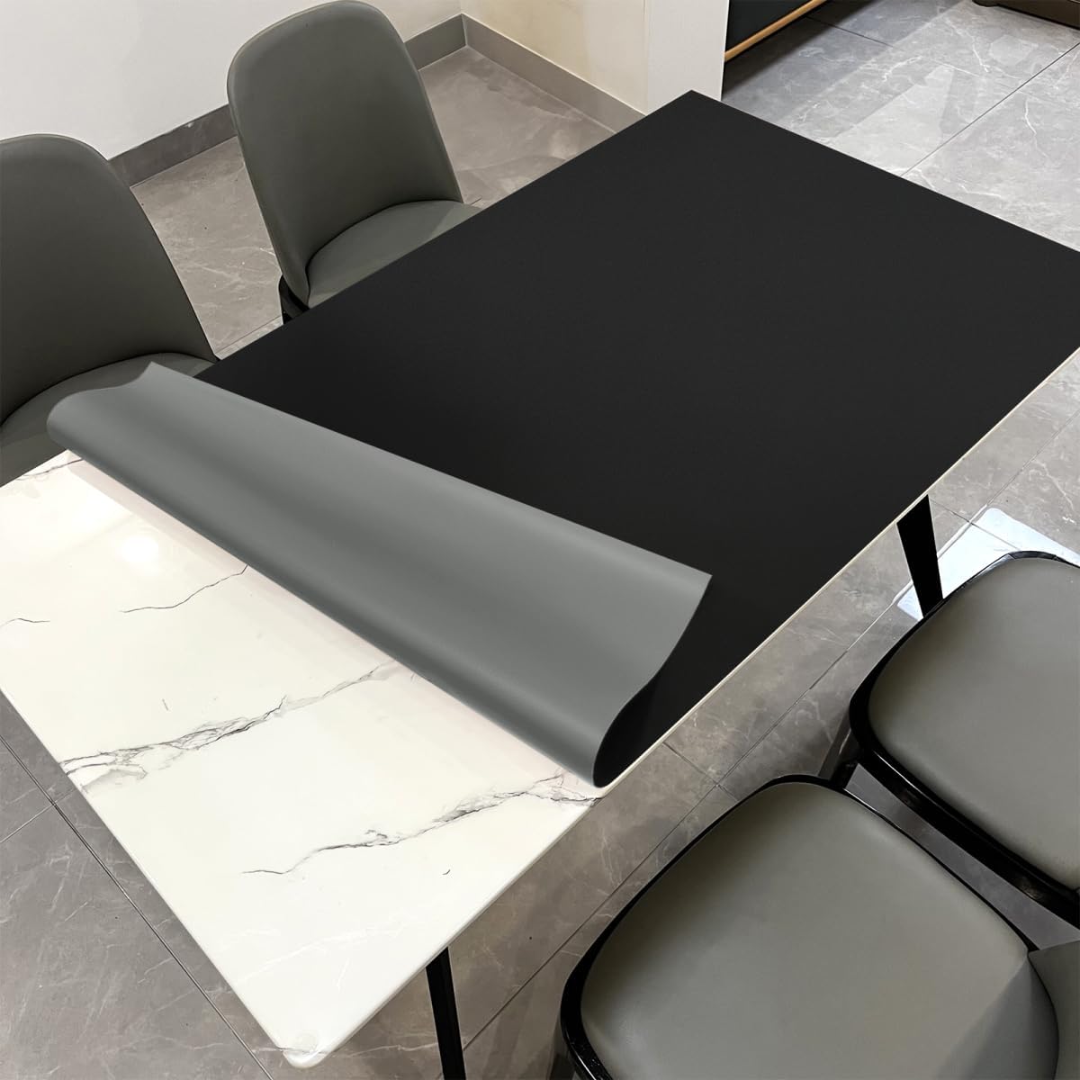 Leather Table Cover,1.8mm Thick,42x72 Inch Table Protector,Table Protector for Dining Room Table,Dining Room Table Protector Pad.(Black+Gray,42x72)