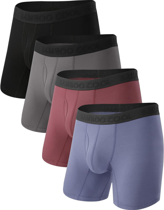 BAMBOO COOL Men's Ultra Breathable Underwear,No Riding Up Boxer Briefs with ComfortFlexible Waistband,Multipack