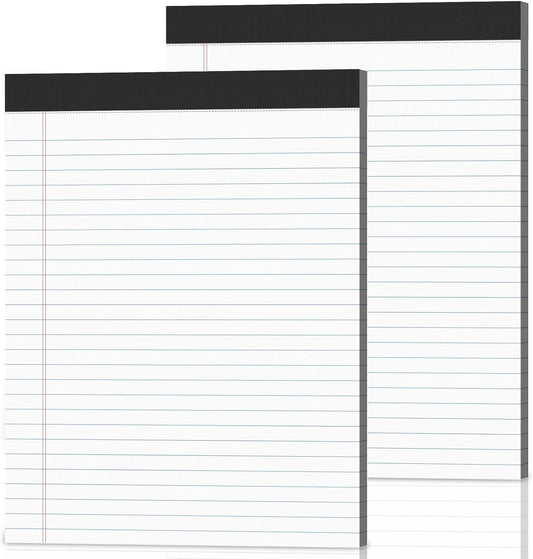2-Pack Legal Pads 8.5"x11" Wide Ruled Note Pads - 100 Sheets (50/Pad) with Micro-Perforated Notepad & Chipboard Backing To-Do Lists Thick Lined Writing Paper Notebook for School & Office Supplies