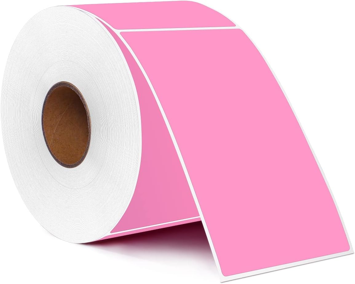 PARLAIM 5" x 3" Rectangle Color Coding Labels,500 per Inventory Labels Color Code Stickers Dispenser Box,Pink Sticker Labels for Inventory,Family School Storage Bins Label(Pink)