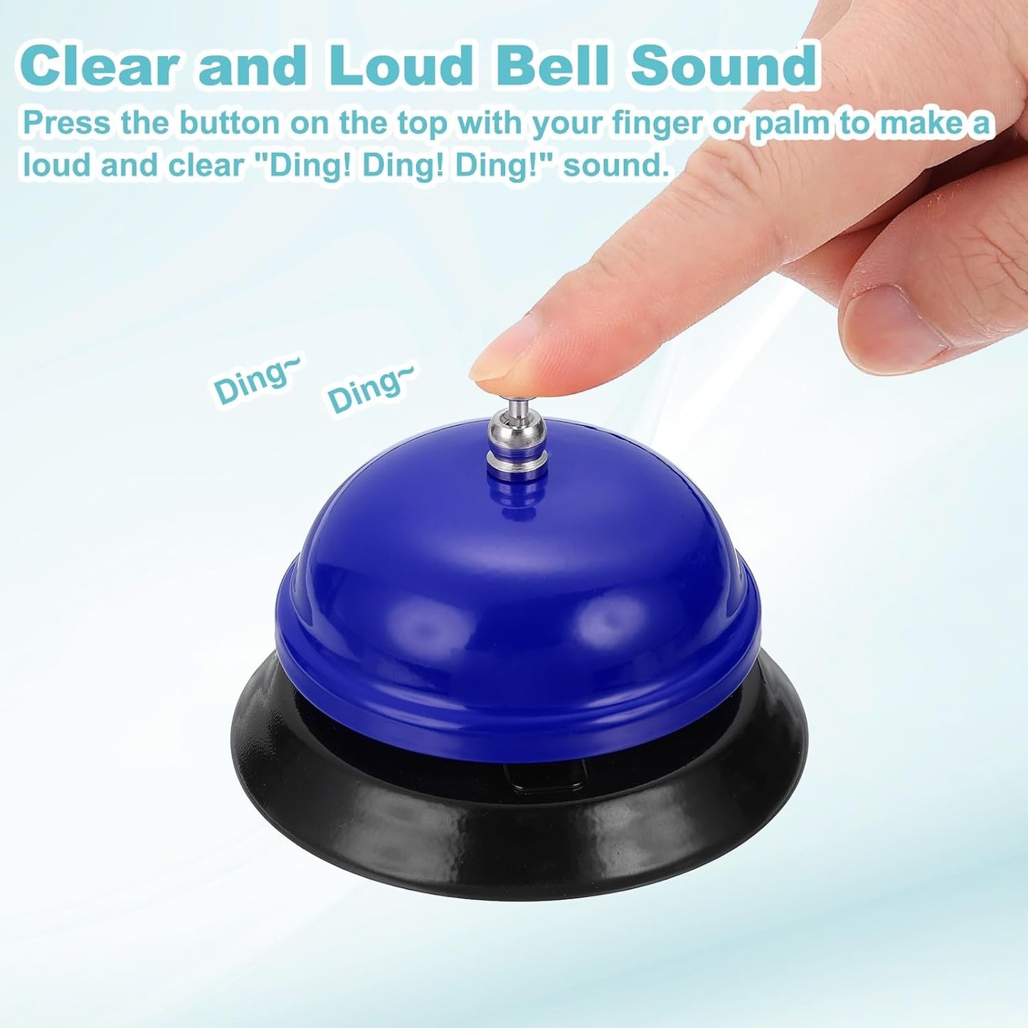 uxcell Desk Service Call Bell, 3.35 Inch Metal Dinner Service Bell Ring for Hotel Restaurant Reception Area and Wedding Party Events, Blue