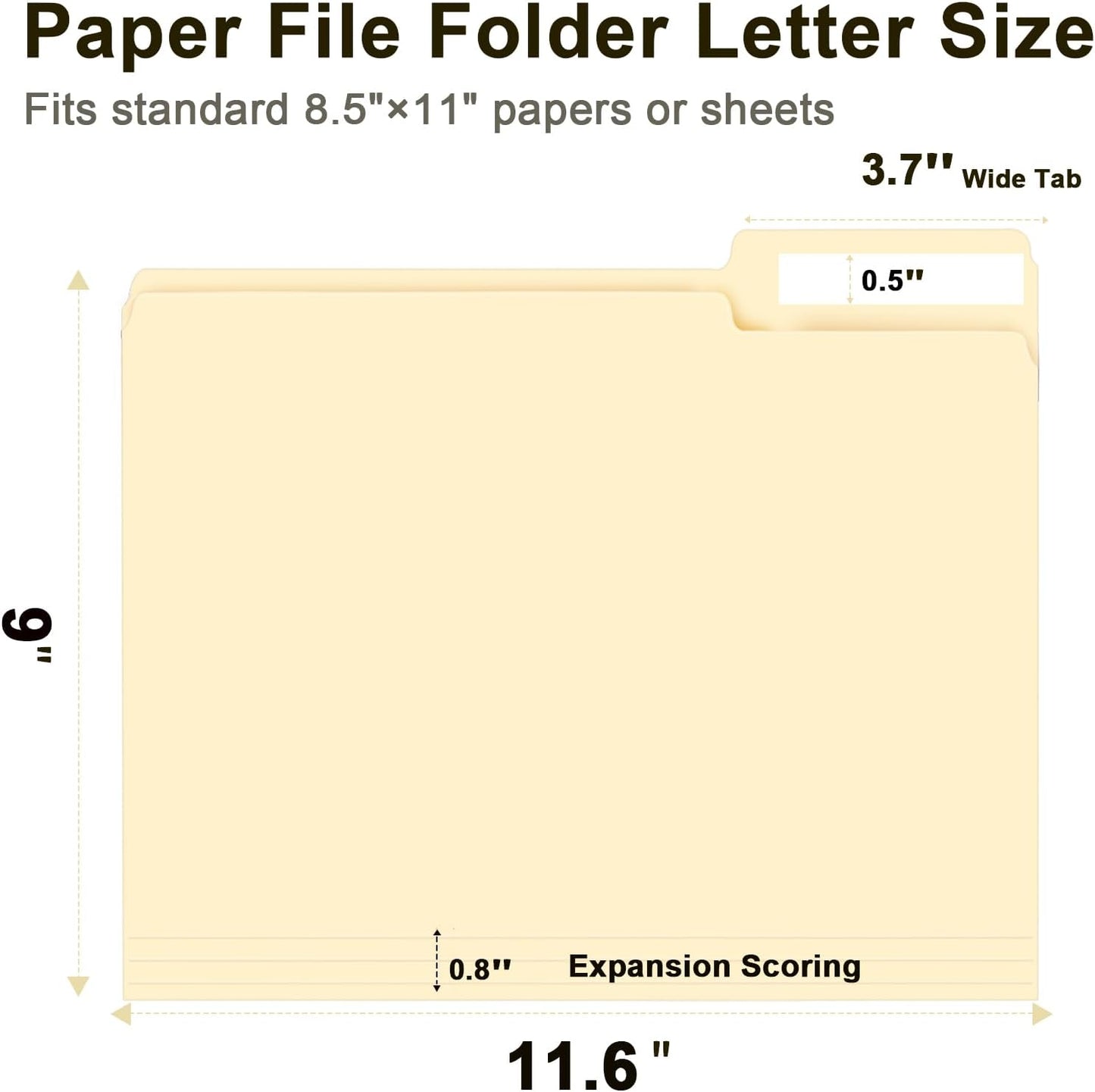 File Folder, RAZCC 150 Pack 1/3 Cut Tab File Folders Letter Size, Manila Folders, Folders with Tab, Great for Organizing and Easy File Storage