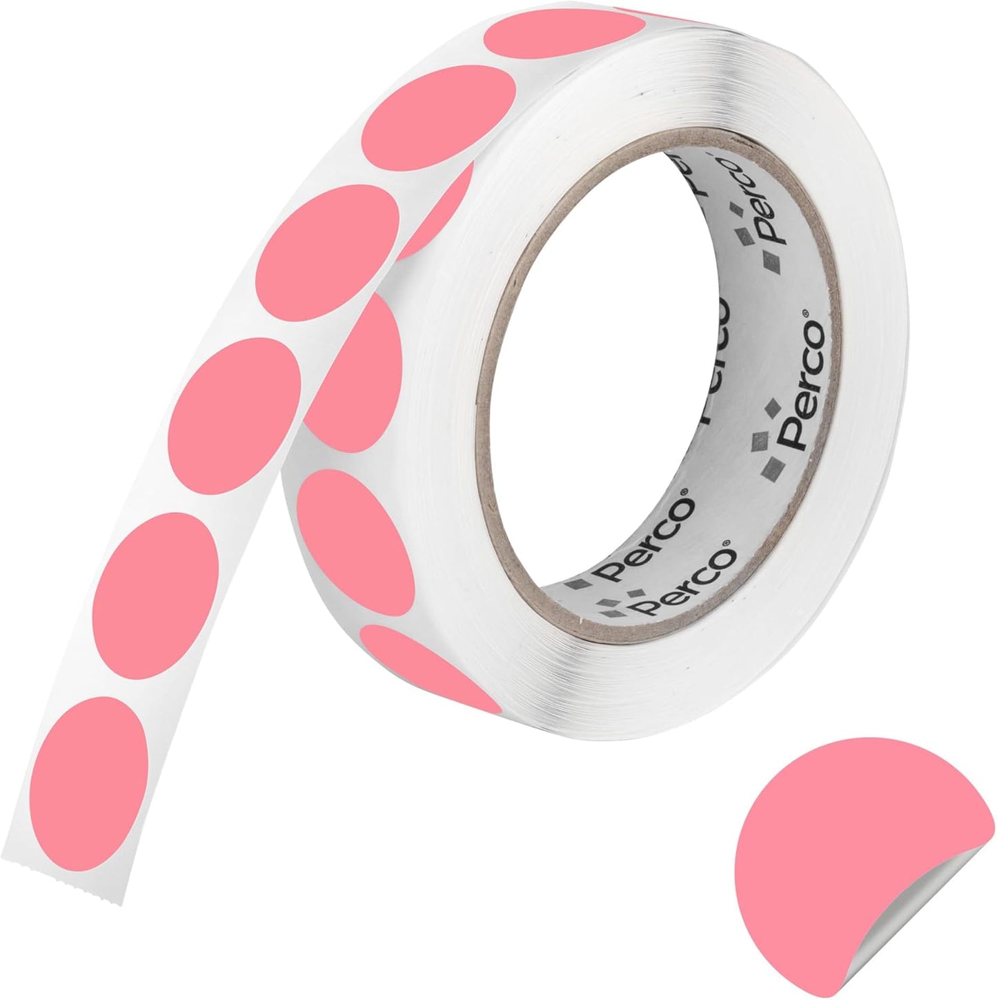 Perco Pink 1-Inch Round Circle Dot Sticker Labels with Removable Adhesive – 1,000 Labels per Roll – Versatile, Vibrant Colors, Reliable Hold, No Residue, Perforated for Convenient Use – Made in USA