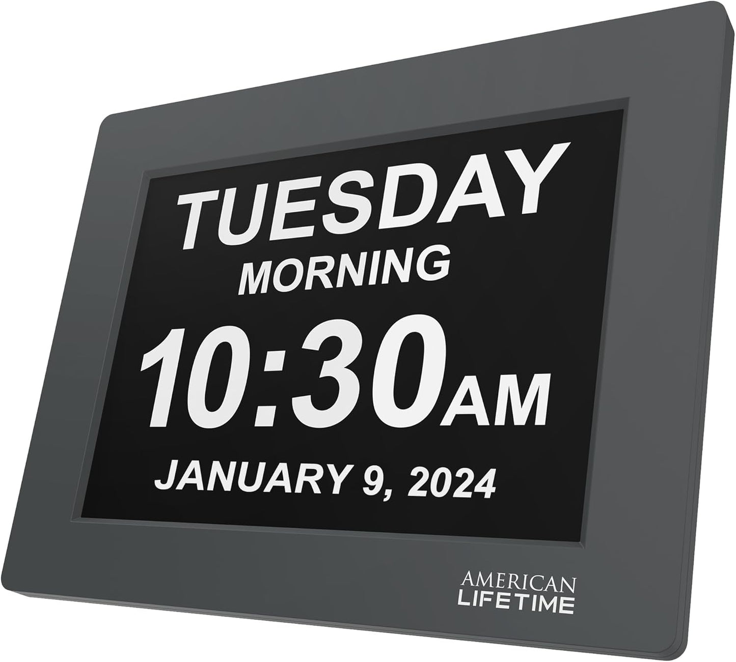 American Lifetime 【New 2024】 Dementia Clock Large Digital Clock for Seniors, Digital Clock Large Display with Custom Alarms, Clock with Day & Date for Elderly, Large Number Digital Clock Grey
