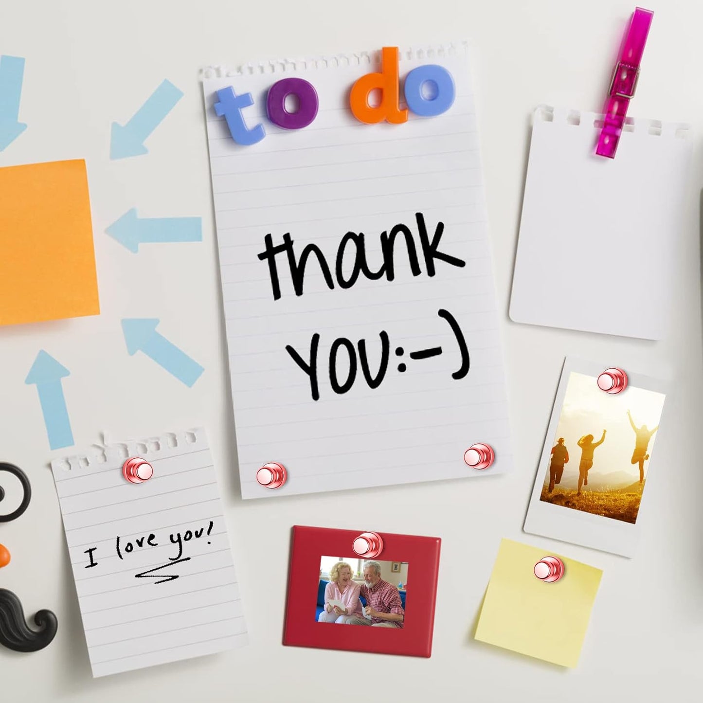 12Pack Refrigerator Magnets, Strong Neodymium Push Pin Magnets for Whiteboard, Office, School, Kitchen