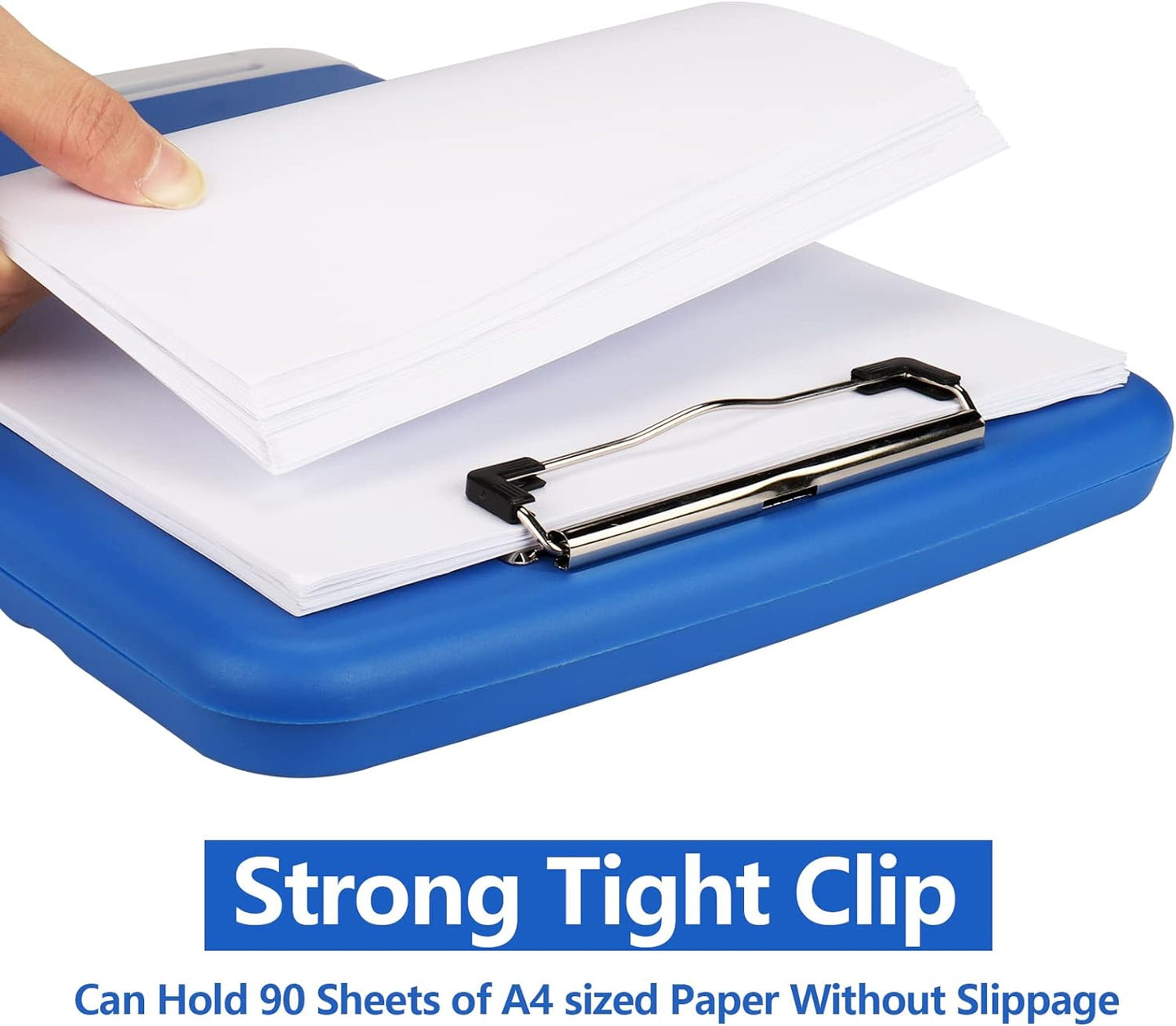 Clipboard with Storage, A4 Binder Clipboards with Pen Holder,Heavy Duty Plastic Storage Clipboards with Low Profile Clip,Nursing Clipboard Folder Side-Opening,Smooth Writing Clip Board for Office-Blue