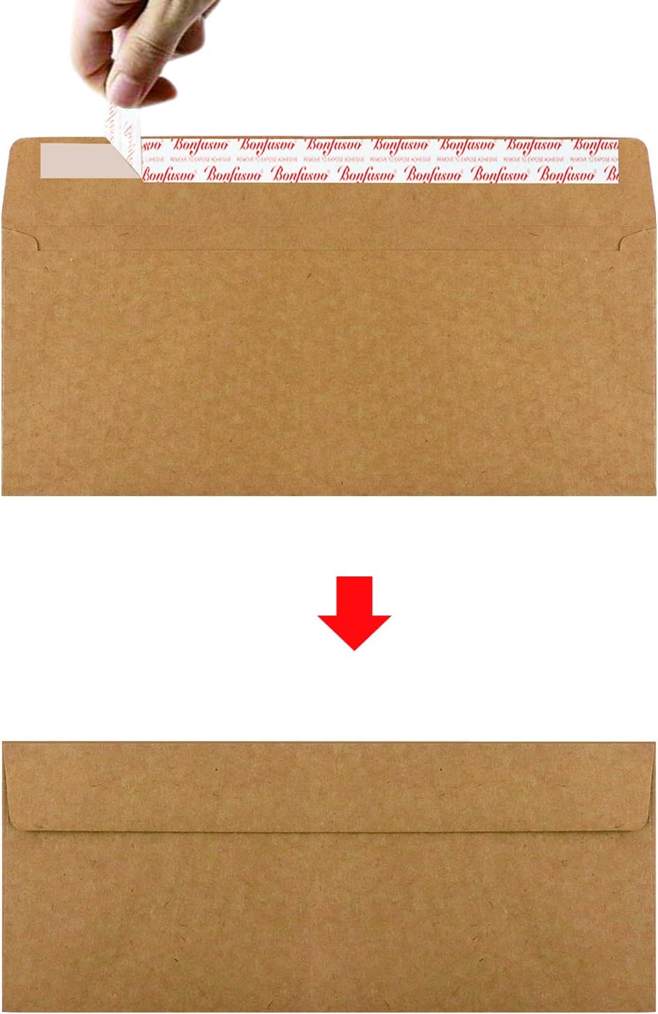 120 Pack #10 Brown Kraft Security Envelopes 4-1/8 x 9-1/2 inches Self Seal