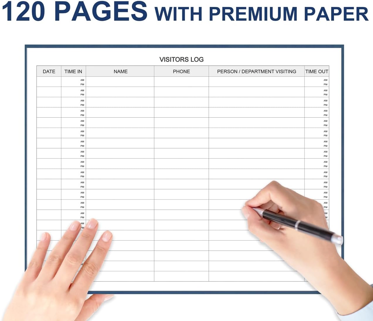 Visitors Register Book - Visitor Log Book with 120 Pages, 9" X 7", Blue Hardbound Cover, Wedding Reception and Events Reception Supplies